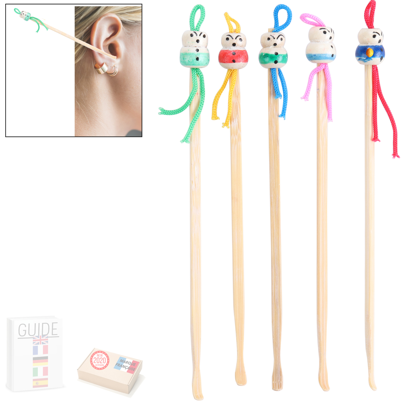 Cure oreilles réutilisable en bambou - Gris clair - AVRIL